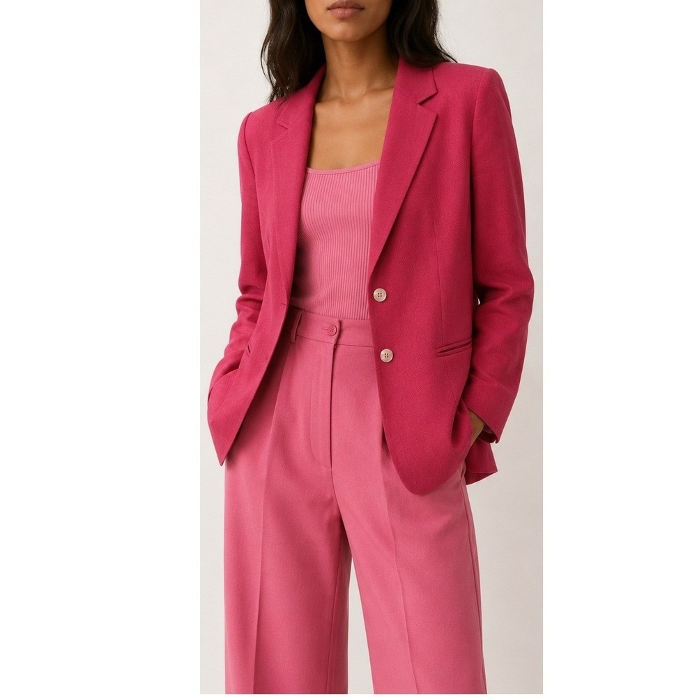 70s Vintage Evan-Picone Silk Blazer Womens L Magenta Pink Career Office Jacket